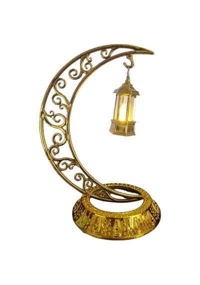 Dodomar 28 Cm Ramazan Dekoratif Masa Üstü Led Lamba Seti - Gold Hilal - Kancalı Diğer