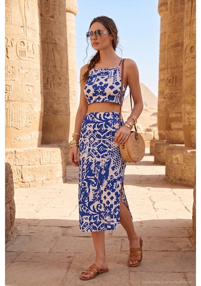 Lela Slim Fit Ip Askılı Yırtmaçlı Midi Alt-Üst Bayan Takım 5865726 Saks Lela Slim Fit Ip Askılı Yırtmaçlı Midi Alt-Üst Bayan Takım 5865726 Saks