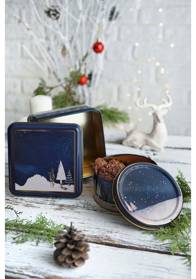 Winter Deer Desenli 2'li Metal Saklama Kabı Seti, 1,9 Lt + 1,1 Lt
