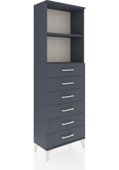Arges Dolap 2 Raflı 6 Çekmeceli 60x30x182 Antrasit-antrasit Antrasit