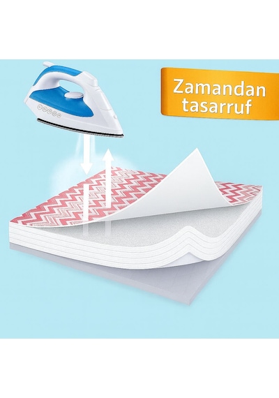 Ütü Masası Kılıfı Keçeli Pembe Zikzak Desen Battal Boy Xxl Pamuklu Yanmaz Üretim Açık Pembe