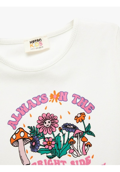 Koton Ekru Kız Çocuk T-shirt 5skg10049ak Ekru