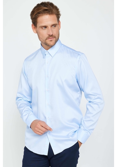 Tudors Slim Fit Uzun Kollu Non Iron Mavi Erkek Gömlek-31171-mavi Mavi