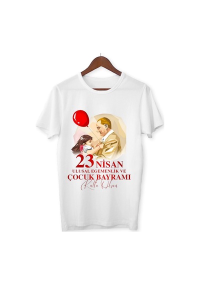 Alpşan Ticaret 23 Nisan Bayram Baskılı Çocuk Tshirt 46 Beyaz