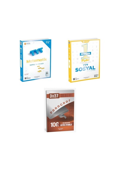 2027 2027 Üçdörtbeş Tyt Matematik + Sosyal 1 Ayda Tüm Soru + Anla Kazan Paragraf Deneme 3'lü Set