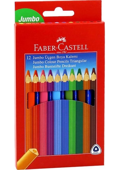 Faber Kuru Boya Kalemi 12 renk Jumbo Triangular Üçgen