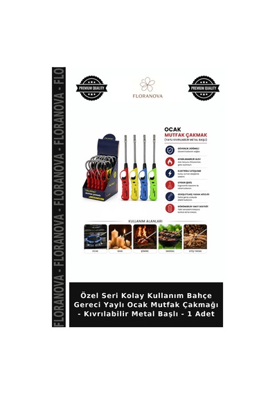 Özel Seri Kolay Kullanım Bahçe Gereci Yaylı Ocak Mutfak Çakmağı - Kıvrılabilir Metal Başlı - 1 Adet
