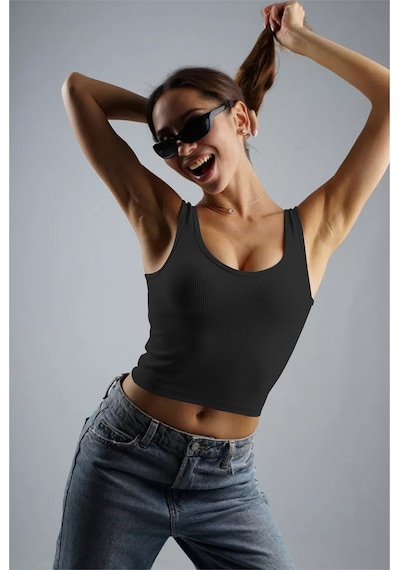 Mistirik Marsala Model Sıkılaştırıcı Biker Crop Örme Ve Seamless Model Siyah Renk