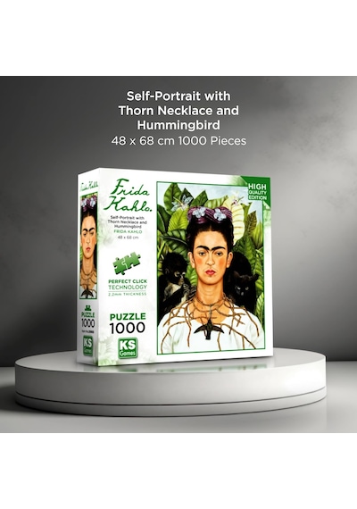 20665 Diken Kolye Ve Sinek Kuşlu Kendi Portresi Frida Kahlo 1000 Parça Puzzle Standart