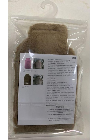Bosphorus Yan Cepli Peluş Sıcak Su Torbası Bej 750 ML