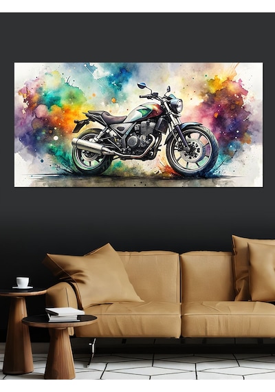 Kanvas Tablo Renkli Sanatsal Motosiklet