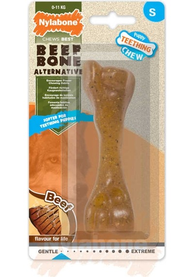 Nylabone Biftek Aromalı Yavru Köpek Çiğneme Kemiği S Nylabone Biftek Aromalı Yavru Köpek Çiğneme Kemiği S