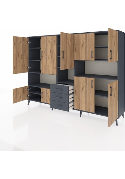 Hyperion Dolap 13 Raflı 3 Çekmeceli 9 Kapaklı 220x44x163 Antrasit Antrasit-çam/antrasit Hyperion Dolap 13 Raflı 3 Çekmeceli 9 Kapaklı 220x44x163 Antrasit Antrasit-çam/antrasit