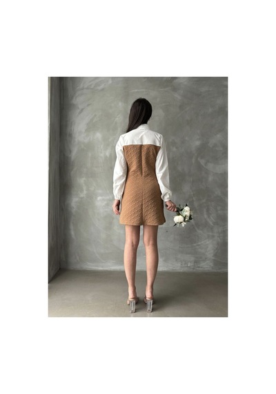 Verymoda Kol Ve Göğüs Üstü Poplin Diz Üstü Elbise Vmf1139 Camel
