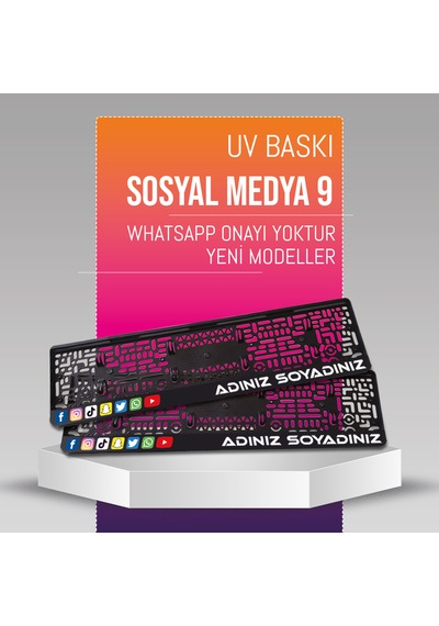 Sosyal Medya 9 Plakalık, 2 Adet Premium Uv Baskı, Plakalıkhane