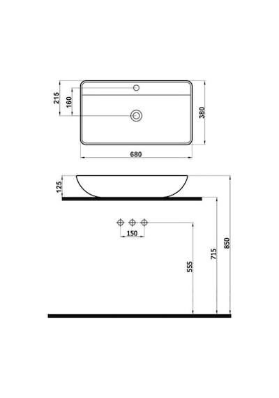 Newarc Domino 5019BT Tezgah Üstü Batarya Deilkli Lavabo