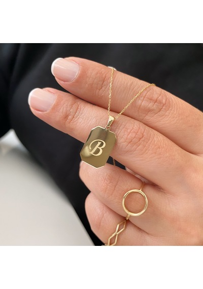 Simurg Jewellery 14 Ayar Altın Harfli Plaka Kolye