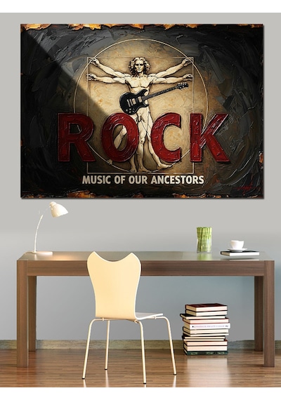 Ahşap Tablo Rock Müzik Temalı Vitruvius Adamı Hayvan Tabloları