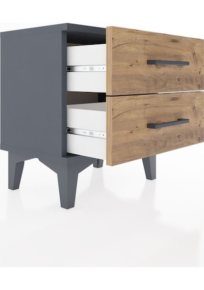 Arges Komodin 2 Çekmeceli 44x30x48 Antrasit-çam Antrasit