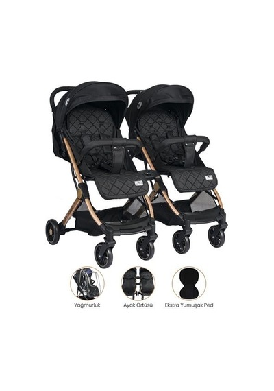 Lorelli Fiorano New Kabin Boy İkiz Bebek Arabası - Black