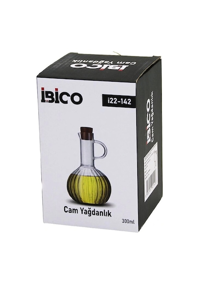 Mini Cam Yağdanlık Çizgili Desen 300ml Ahşap Bambu Mantar Tıpa Çok Renkli