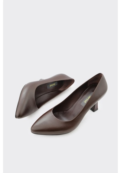 Derinet Hakiki Deri Kadın Stiletto Kahve Kahve