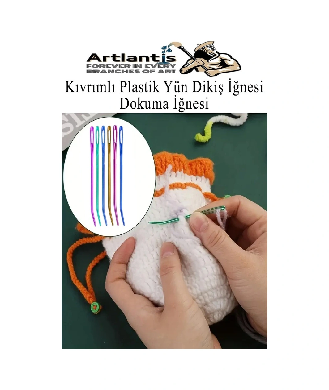 Düz Ve Kıvrımlı Plastik Yün İğnesi 20 Adet 1 Paket Plastik Dikiş Dokuma İğnesi Kavisli İplik İğne Goblen