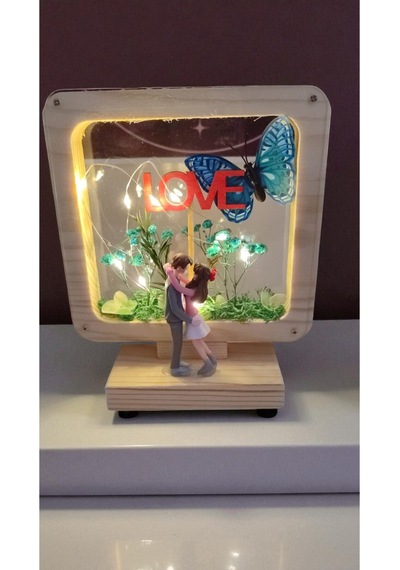 Işıklı Love Yazan Sevgililer Gününe Özel Biblo Boyut 17cm 14cm