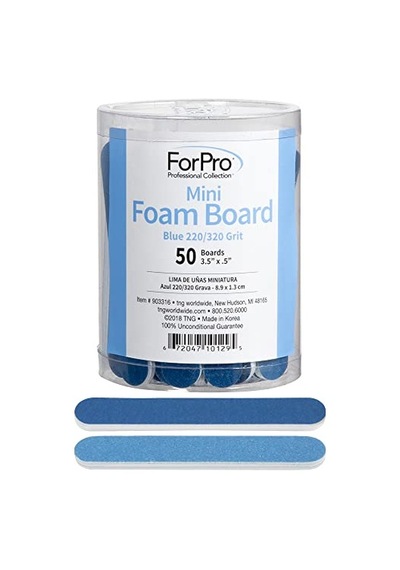 Forpro Mini Köpük Pano, Çift Taraflı Tırnak Törpüsü, 220/320 Tanecik, 8,9 Cm U X 12,7 Cm G, Mavi, 50 Adet