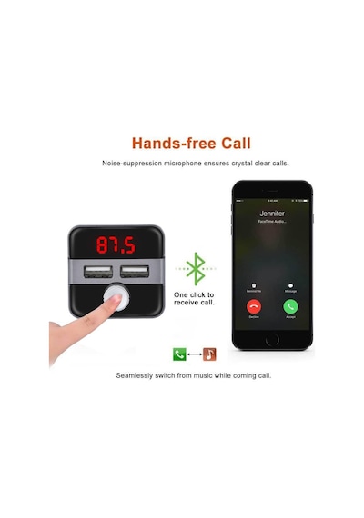 Bluetooth Lcd Araç Kiti Fm Verici Çift Çift Usb Araç Şarjı Dc 5V