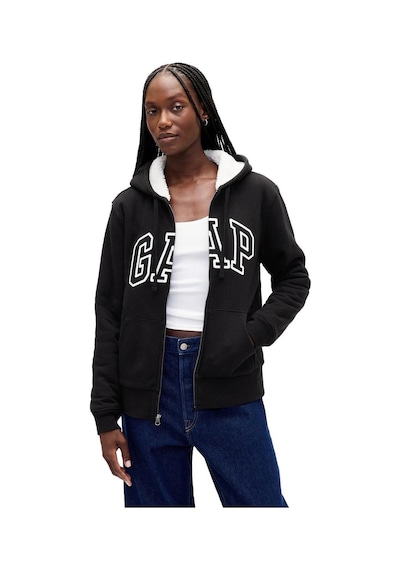 Gap Relaxed Gap Logo Sherpa Astarlı Fermuarlı Sweatshirt - 804073-11340 Siyah