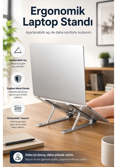 Özel Seri Bilgisayar Tutucu Tablet Çalışma Masası Laptop Standı Jx18 Gümüş