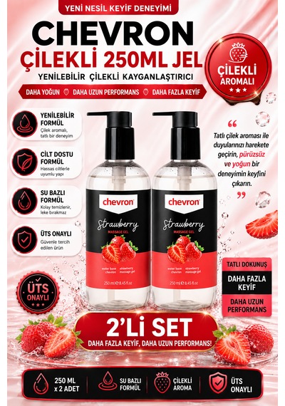 Çilekli Su Bazlı Ekstra 2 Adet 250 Ml Yenilebilir Çilek Aromalı Kayganlaştırıcı Jel