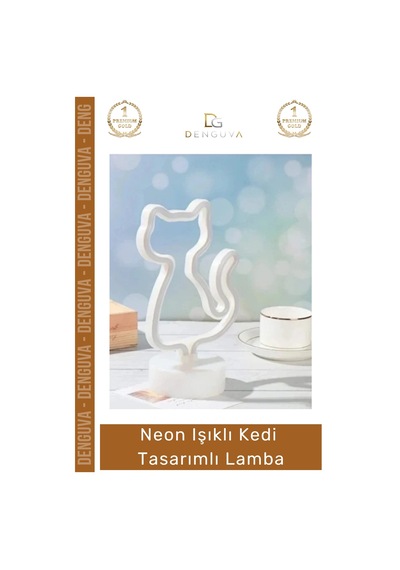 Neonlamba Dekoratif Modern Neon Led Gece Masa Lambası Hediye Estetik Işıklı Kedi Tasarımlı Lamba Çok Renkli