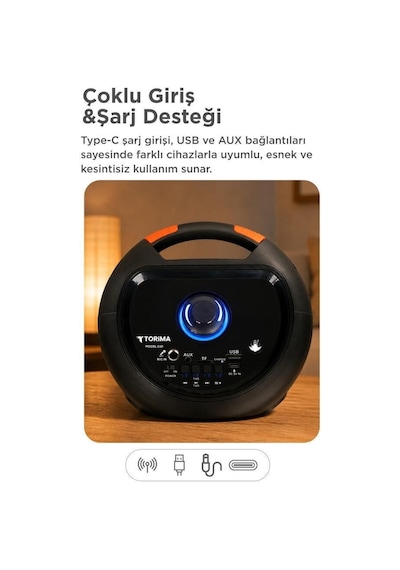 Delux Serisi Ses Cihazı Taşınabilir Parti Aleti Bluetooth Hoparlör Rgb Işıklı Mikrofonlu D41