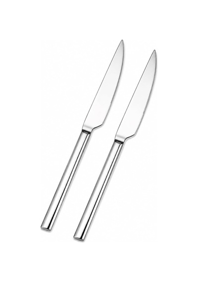 Yemek Bıçağı, 2'li Paslanmaz Çelik Bıçak Seti, Premium Kalite, Gümüş Metal 20 Cm, 2 Adet İçeren Set Çok Renkli