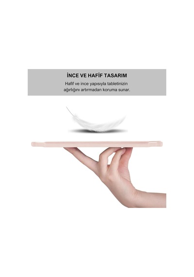 Klasse Samsung Galaxy Tab S10 Fe / S9 Fe 10.9 İnç Uyumlu Smart Kılıf, S Pen Kalemlikli, Trifold, Esnek, Mat, Darbeye Tam Dayanıklı Tablet Kılıfı Pembe