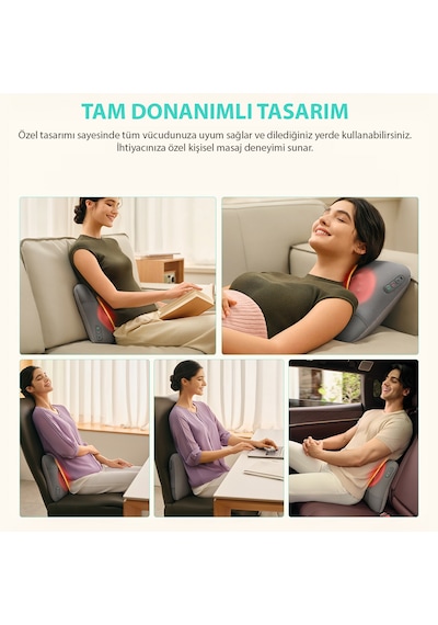 SKG VS500 Masaj Yastığı | Bel Sırt Boyun Kalça Omuz | Isı Destekli, Kablosuz, Ergonomik, Type-C Şarjlı