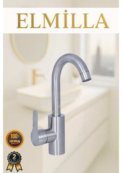 İnox Delta Lavabo Musluğu Bataryası Metalik