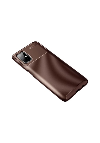 Newface Samsung Galaxy M51 Kılıf Auto Focus Karbon Kapak - Kahverengi
