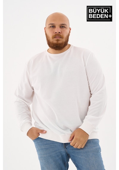 Superlife Erkek Büyük Beden Bisiklet Yaka İnce Sweatshirt Regular Fit %64 Pamuklu Spr26bsw956 Ekru