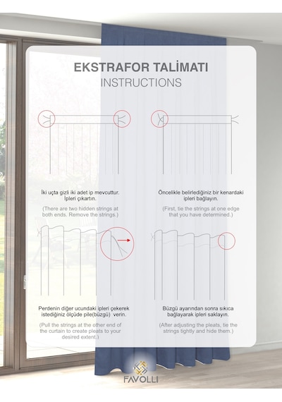 Br Favolli Kadife Dokulu Safir Rengi Ada Fon Perde Ekstrafor Büzgülü Dream Series Safir