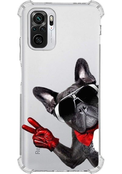 Xiaomi Redmi Note 10s Uyumlu Köpek 2 Baskılı Şeffaf Köşe Korumalı Antişok Kılıf