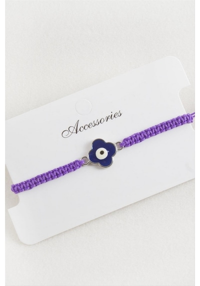 Ilkeshop Çiçek Makrome Örgülü Bileklik - Mor
