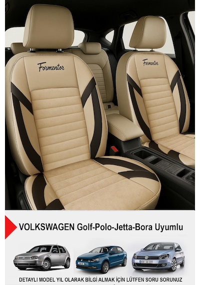 Formentor Tay Tüyü Oto Koltuk Kılıfı Volkswagen Bora-golf-jetta-polo Uyumlu Bej
