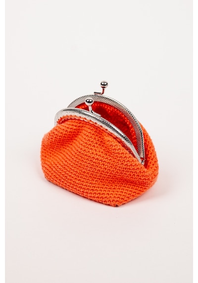 Fabric Craft Bag Bozuk Para Cüzdanı Merserize Pamuk Klipsli Örgü Turuncu
