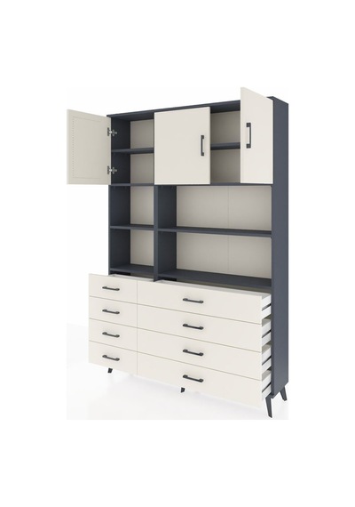 Arges Dolap 8 Raflı 8 Çekmeceli 3 Kapaklı 132x30x195 Antrasit-aytaşı/aytaşı Aytası/aytası Arges Dolap 8 Raflı 8 Çekmeceli 3 Kapaklı 132x30x195 Antrasit-aytaşı/aytaşı Aytası/aytası