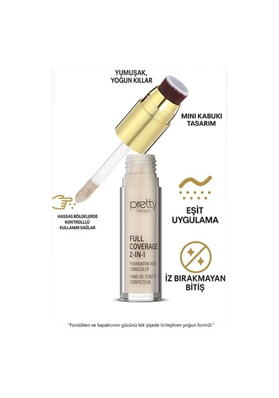 Wonderway Full Coverage 2-in-1 Fondöten & Kapatıcı Concealer 01 Açık Ten