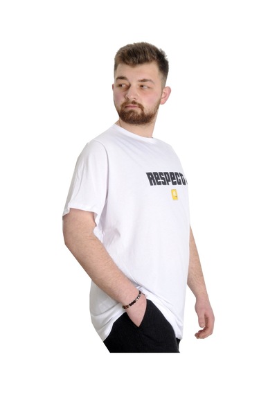 Mode Xl Büyük Beden Erkek T-Shirt Nespect 23131 Beyaz 001