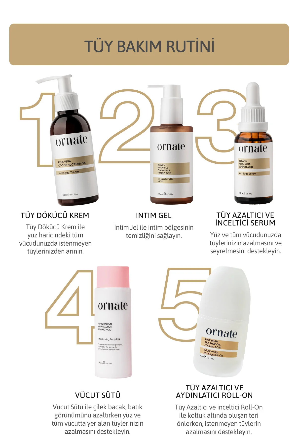 Ornate Karınca Yumurtası Yağlı Tüy Azaltıcı Ve Tüy Serum 30 ML